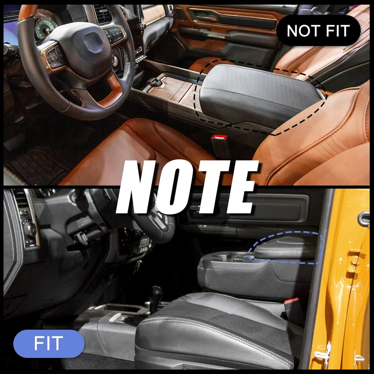 Black Microfiber Leather Center Console Lid Armrest Cover C25202