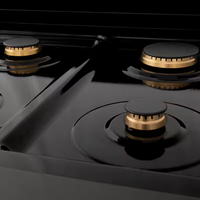24 in. 4 Burner Dual Fuel Range in Black Stainless Steel and Champagne Bronze B161040