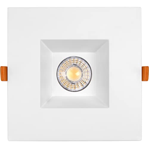 6" Ultra-Thin Recessed LED Downlight Canless IC Rated 1200 Lumens 5 Color Temperature Select Dimmable Square Black Trim 90 CRI R4871