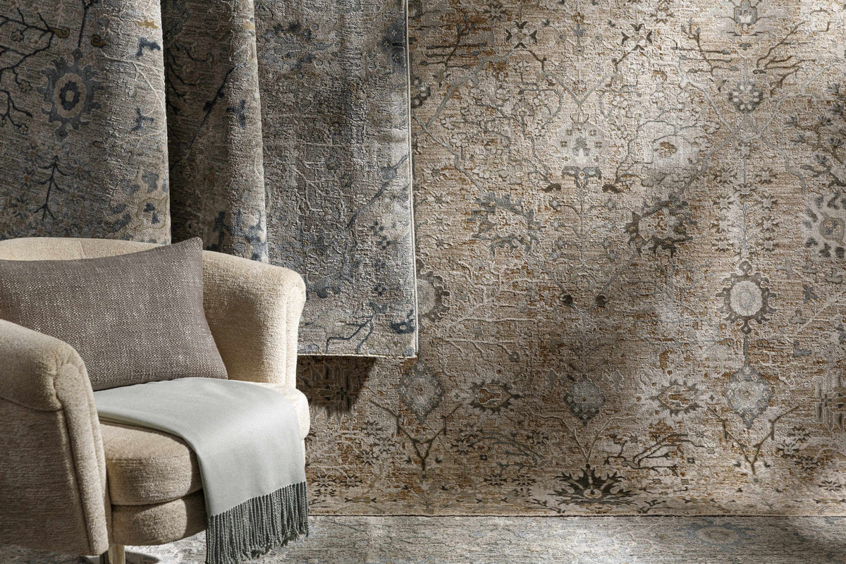 Blue Grey Beige 9' x 12' Area Rug W601286