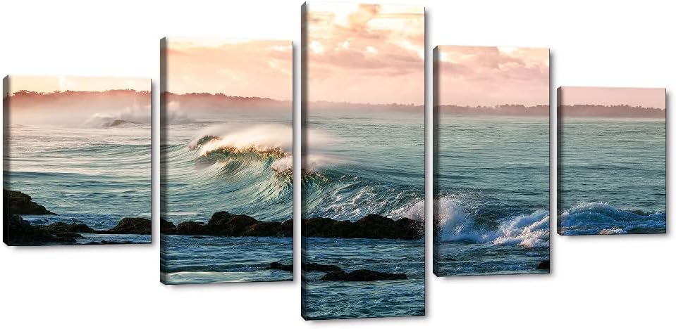 Blue Clear Ocean Seascape Canvas Wall Art with Frame 50''Wx24''H M120244