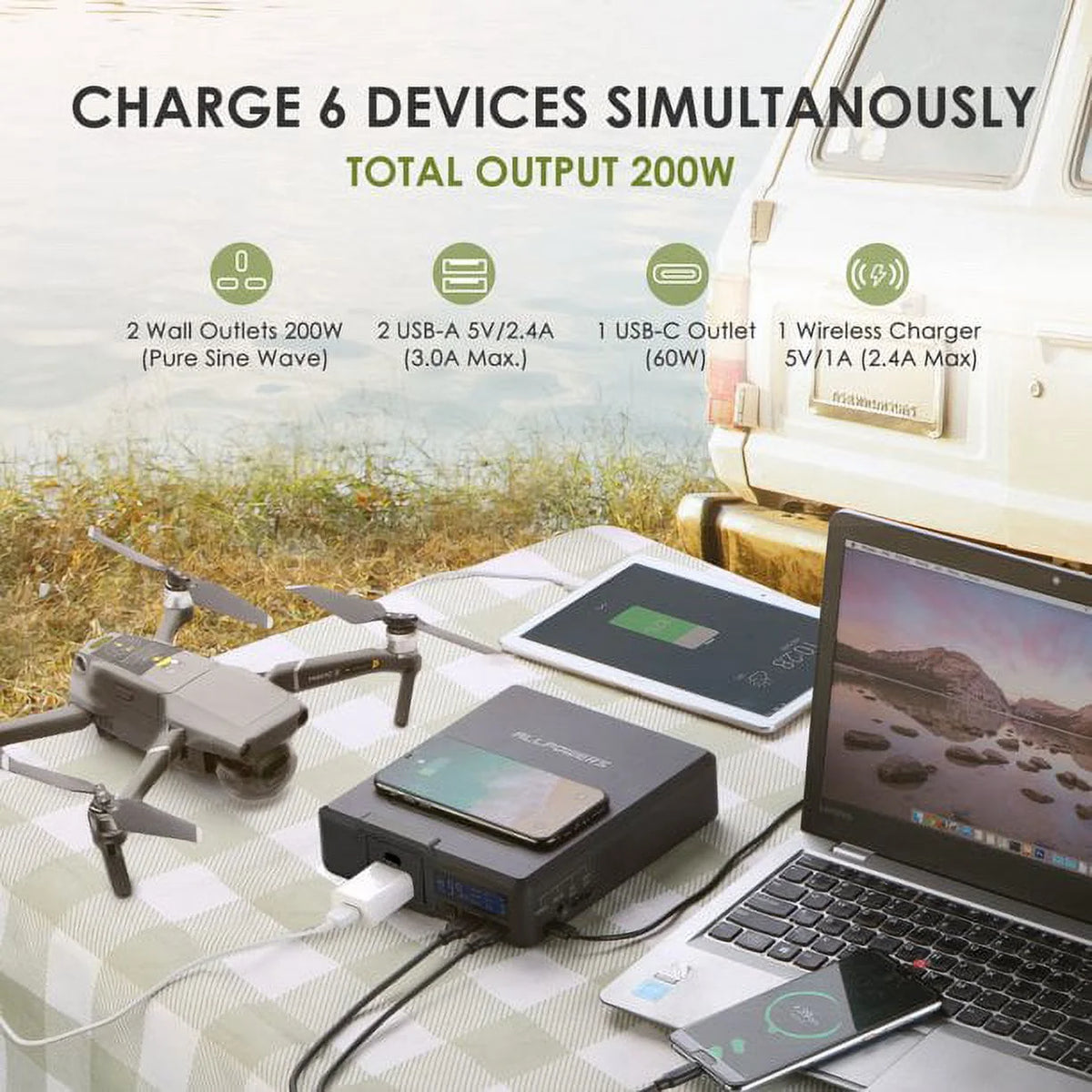 200W 154Wh Portable Power Station with 100W Foldable Solar Panel T245