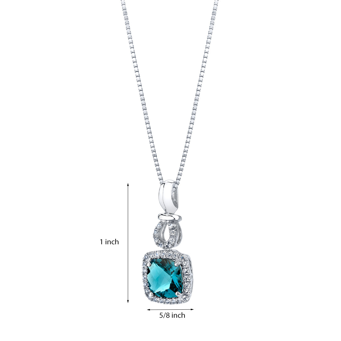 18" London Blue Topaz and White Topaz Pendant in 14K White Gold U9685