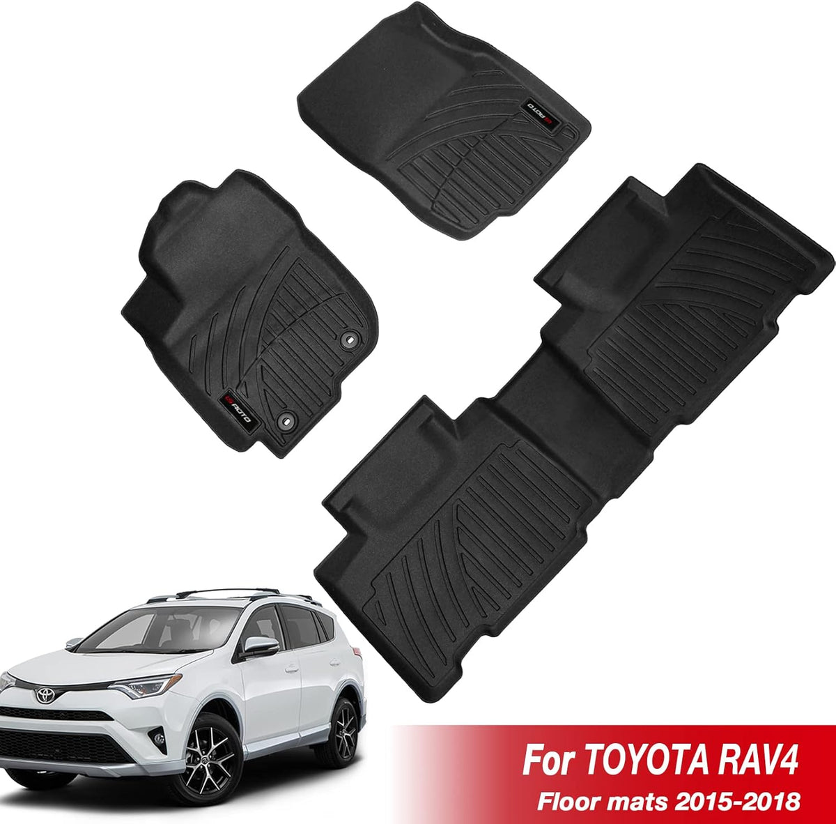 All Weather 3D TPV Floor Liners 1st and 2nd Row Black L2608