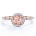 18K Gold Over Sterling Silver Morganite and Moissanite Engagement Ring N190914