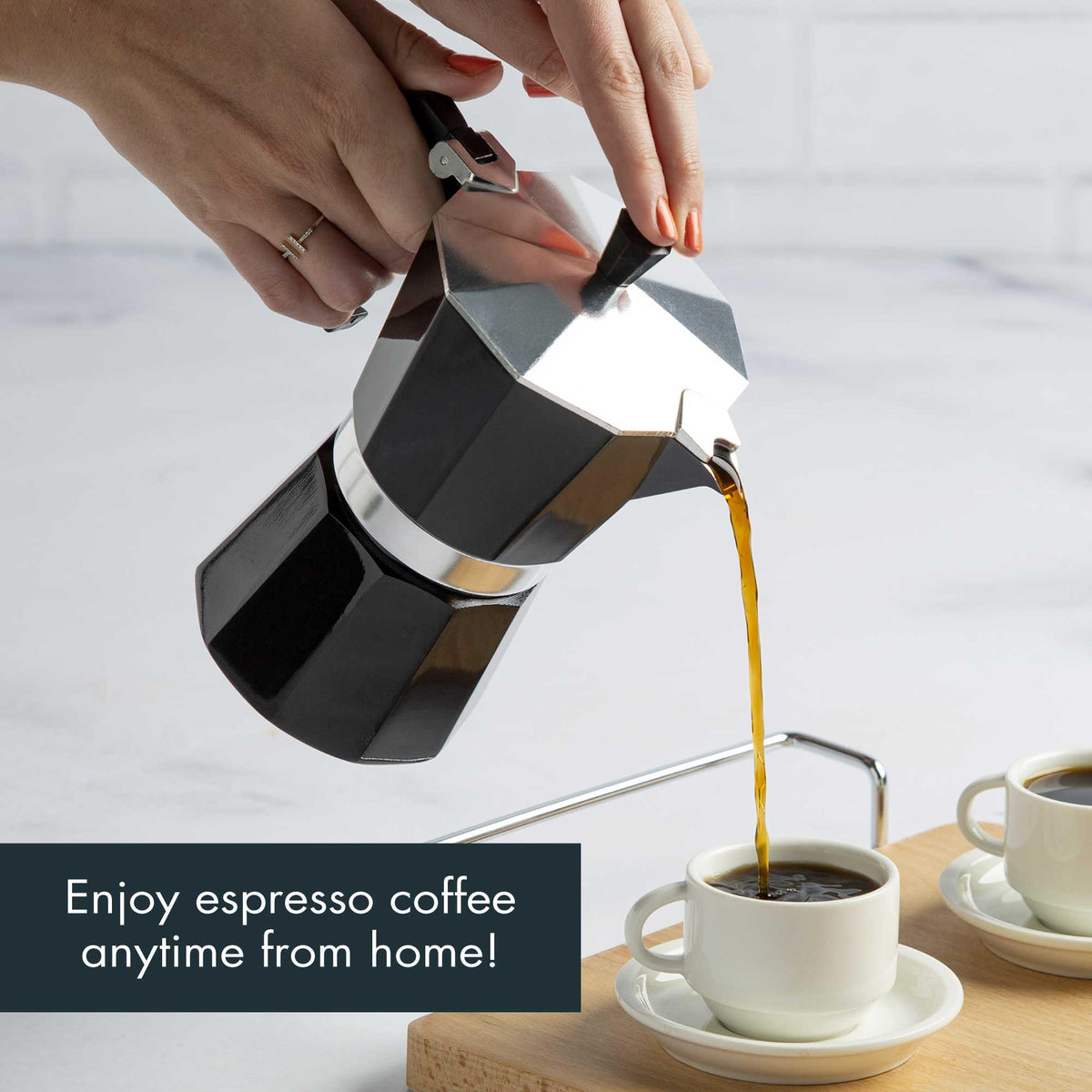 Black 6 Cup Stovetop Espresso Coffee Maker S4233