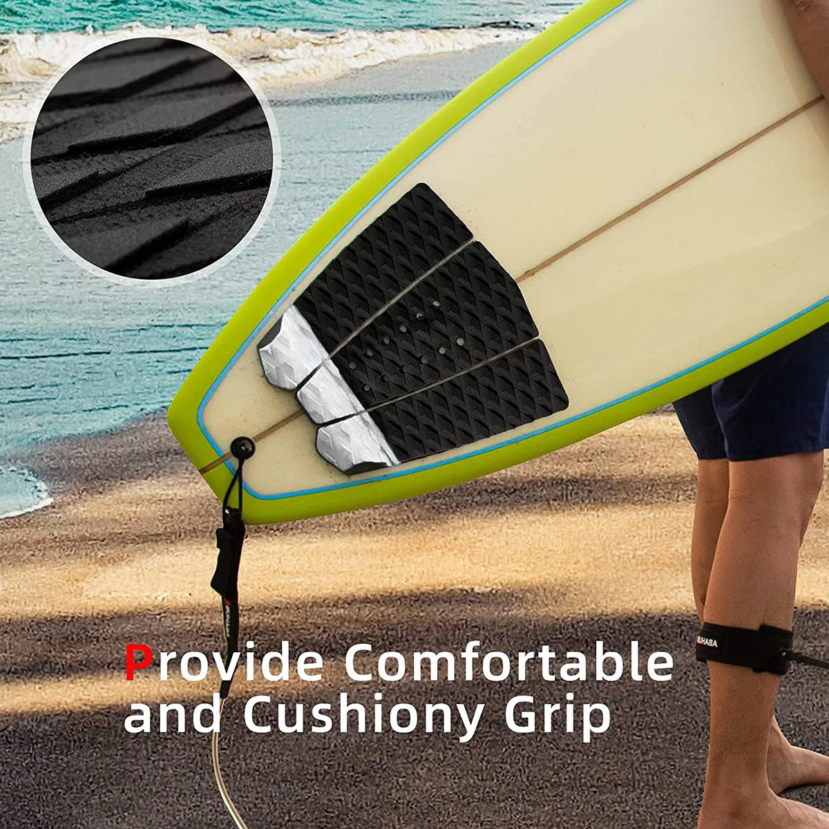 3 Piece EVA Surfboard Deck Traction Pads with Kicker T8085