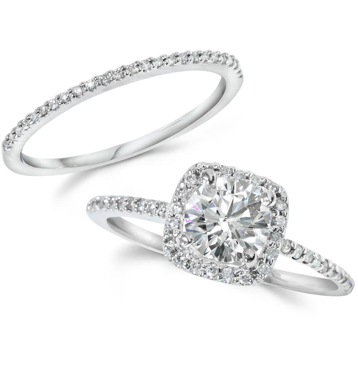 14K White Gold Diamond Engagement Ring Set F853694