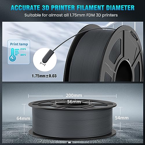 Black PLA 3D Printer Filament 1.75mm 1KG G131