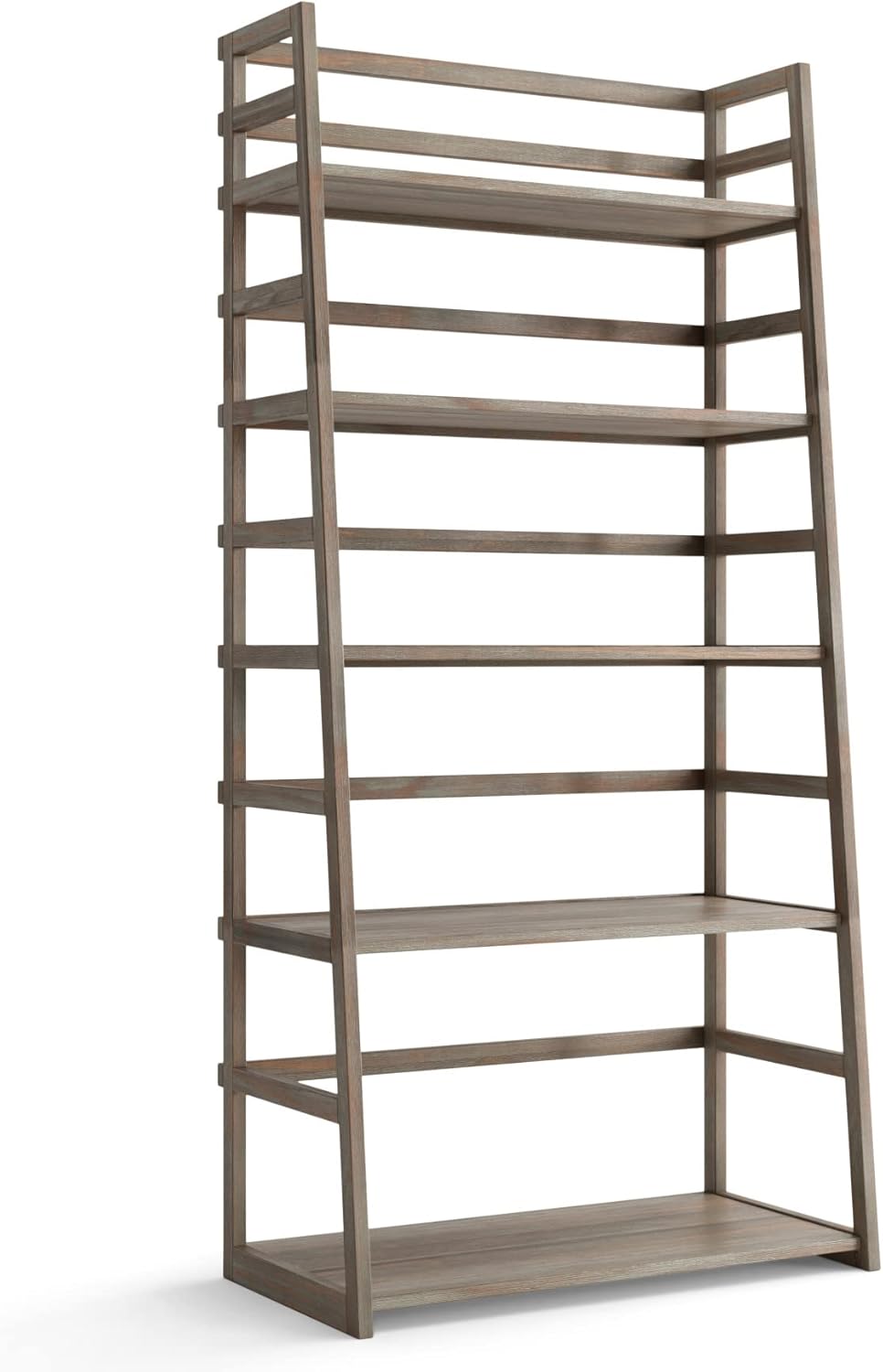Black 5 Shelf Solid Wood Ladder Bookcase L511438
