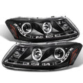 Black Bezel Dual Halo Ring LED Projector Headlights T842797