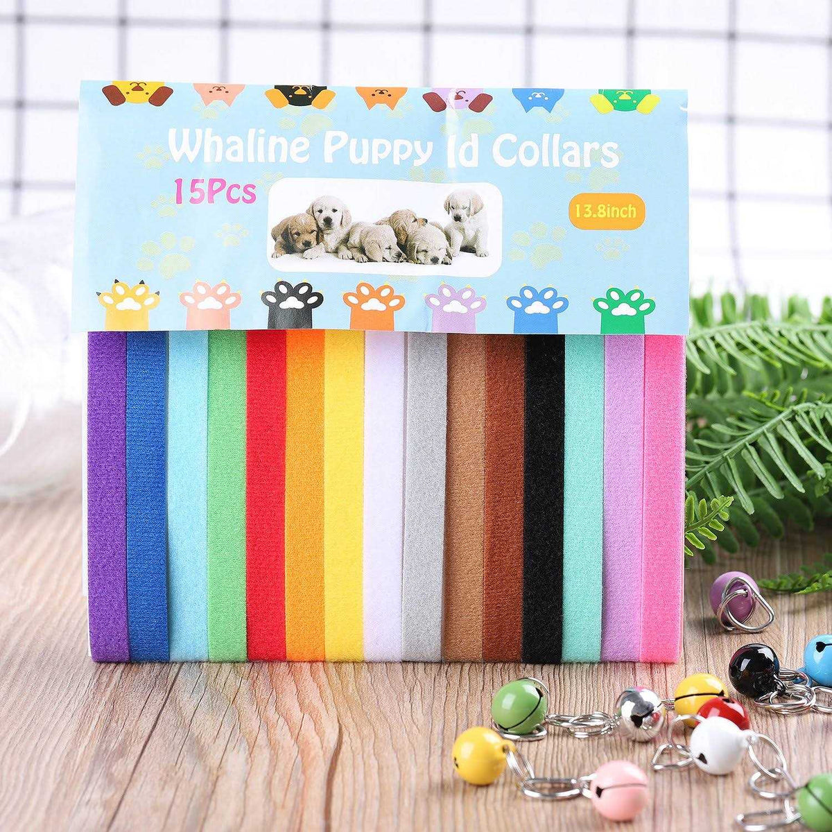 15 Pc Double Side Soft Plush Puppy Id Collars with Bells I3071