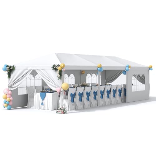 10x30 Outdoor Canopy Tent with 8 Side Removable Walls White D513612