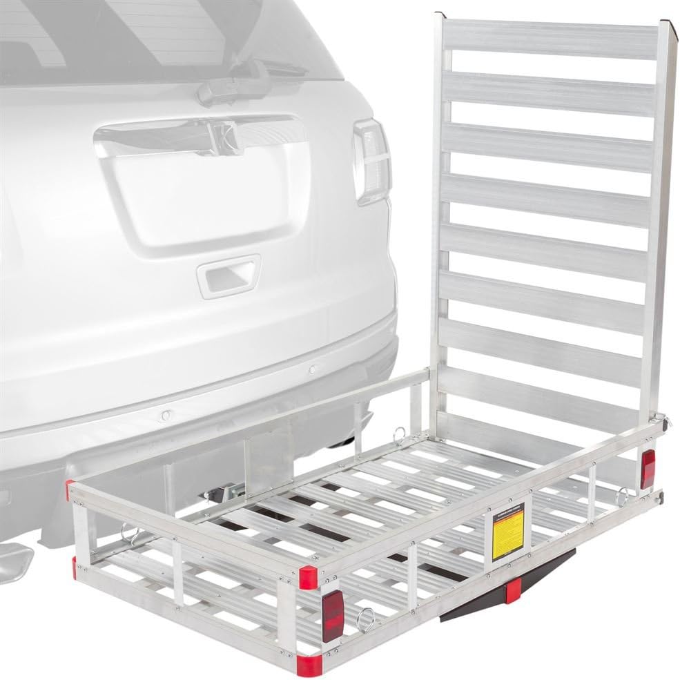 Aluminum Hitch Cargo Carrier Basket with Loading Ramp P79345