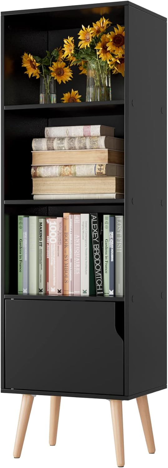 Black 4 Tier Wooden Storage Cabinet U1152