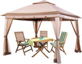 11x11 Pop up Gazebo with Mosquito Netting Waterproof Metal Frame Y80422