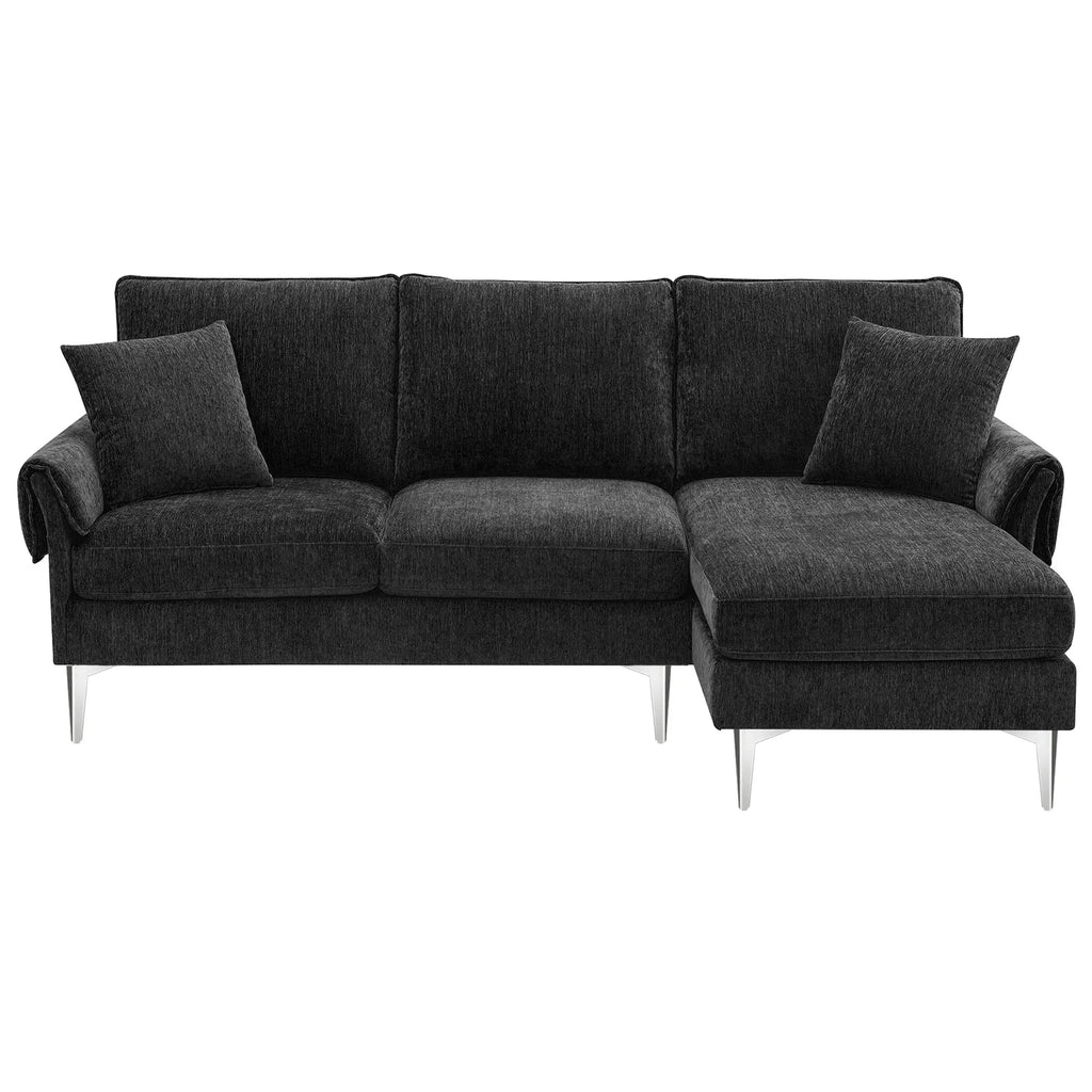 84" Chenille L-Shaped Convertible Sectional Sofa with Reversible Chaise Lounge J2247