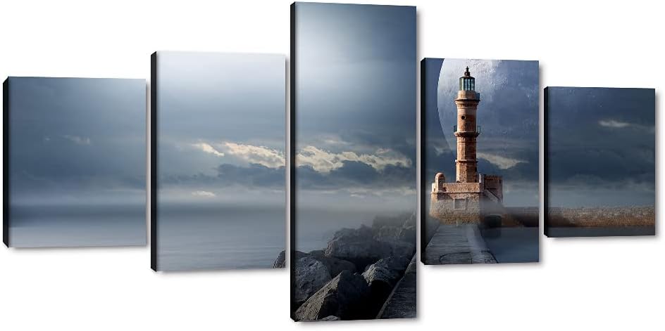 Blue Clear Ocean Seascape Canvas Wall Art with Frame 50''Wx24''H M120244