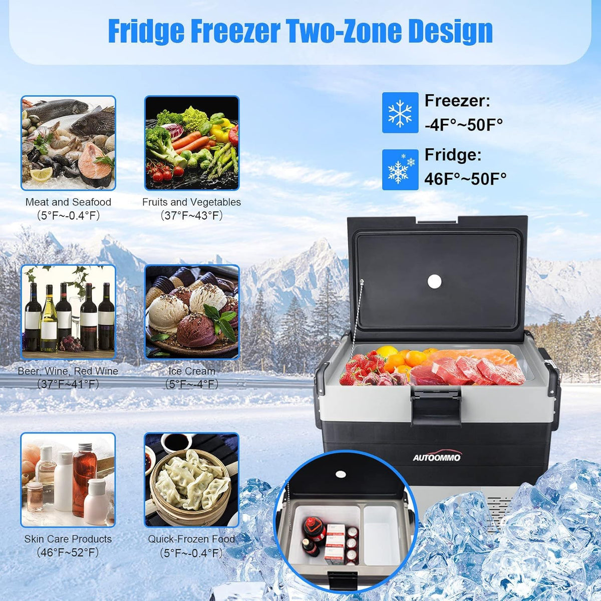 12 Volt 55 Quart Portable Car Refrigerator O33267