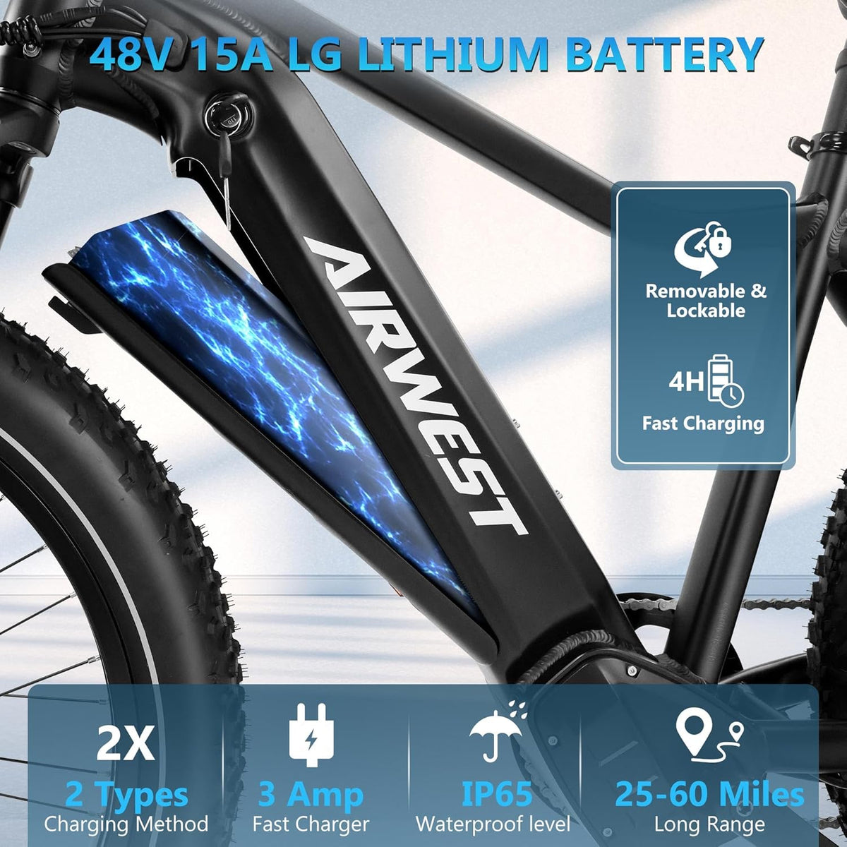 750W 26" Fat Tire Electric Bicycle with 48V 15AH Battery V881478