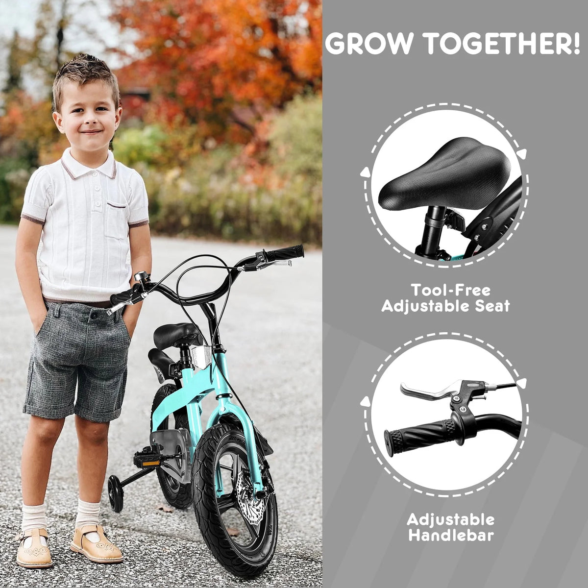 16 inch Boys Bike with Training Wheels and Disc Brake F320139