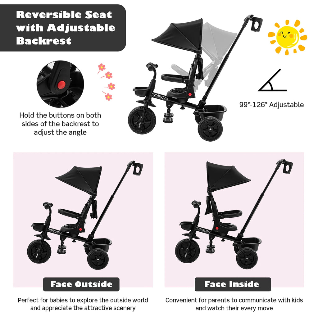 4-in-1 Toddler Tricycle with Adjustable Push Handle K2767