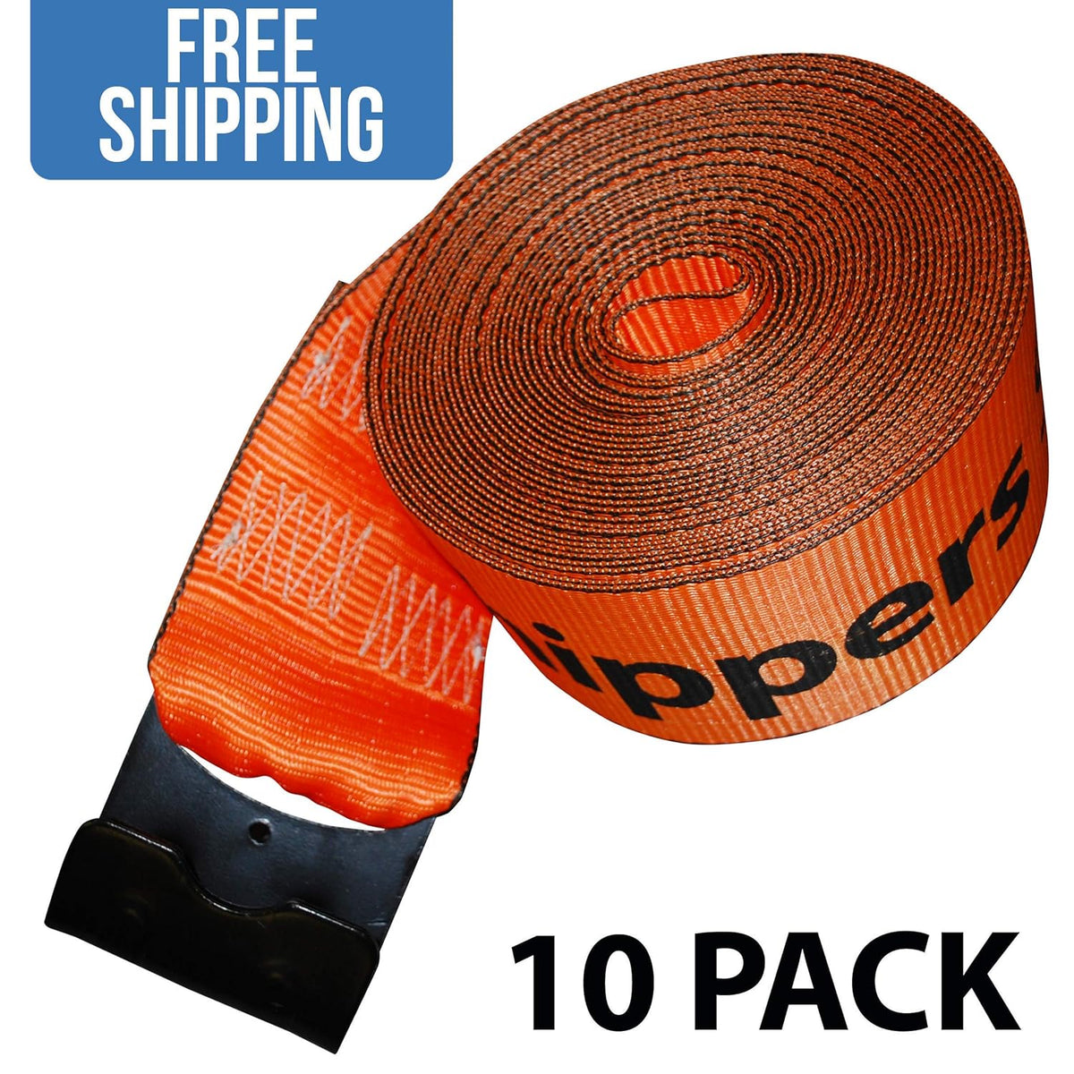 10 Pack Orange Winch Strap with Flat Hook Z176842