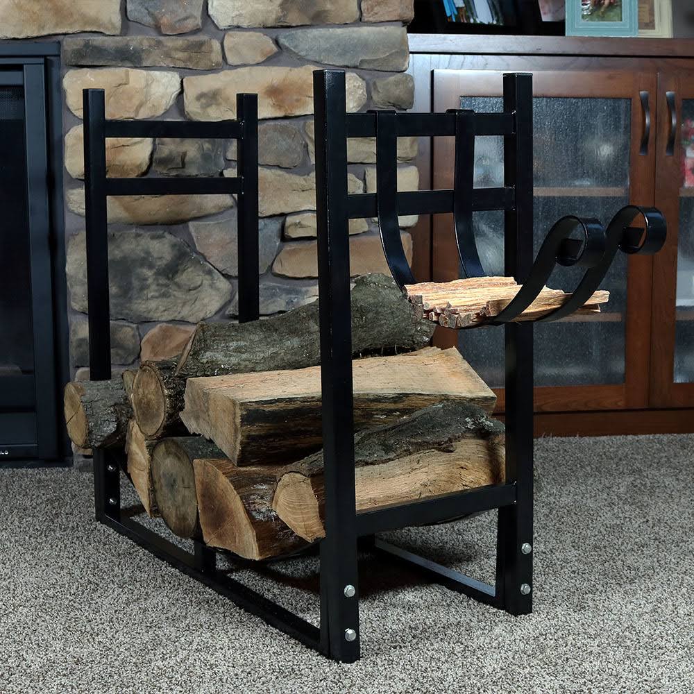 30-Inch Indoor-Outdoor Firewood Log Rack with Kindling Holder J644999