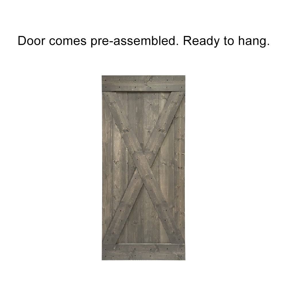 36 in. x 84 in. Pre-Assembled Wood Interior Sliding Barn Door with Hardware Kit V48600