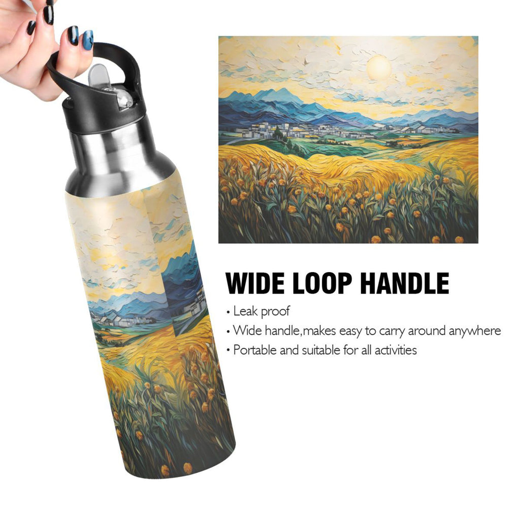 20 oz Insulated Stainless Steel Water Bottle with Straw Lid N2586