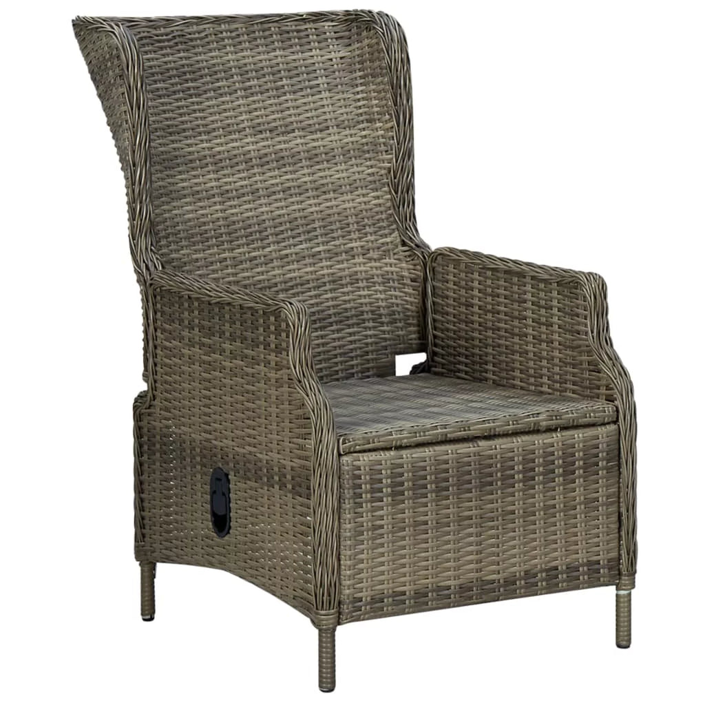 7 Piece Patio Dining Set Glass Tabletop Table and 6 Chairs with Cushion Brown Poly Rattan A6411