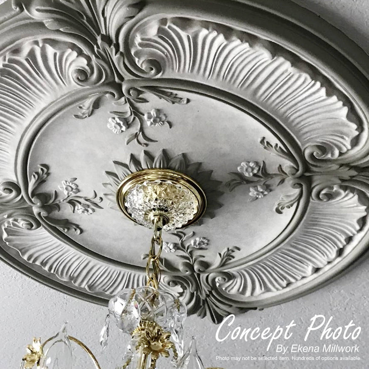 24 1/4x22OD x 1 1/2x22P Hand-Painted Platinum Ceiling Medallion I262