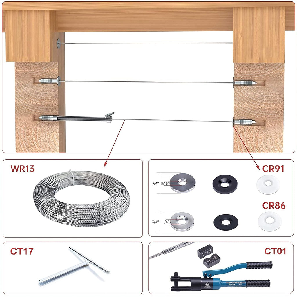 20 Pack 3/16 Invisible Cable Railing Kit T316 Stainless Steel G844