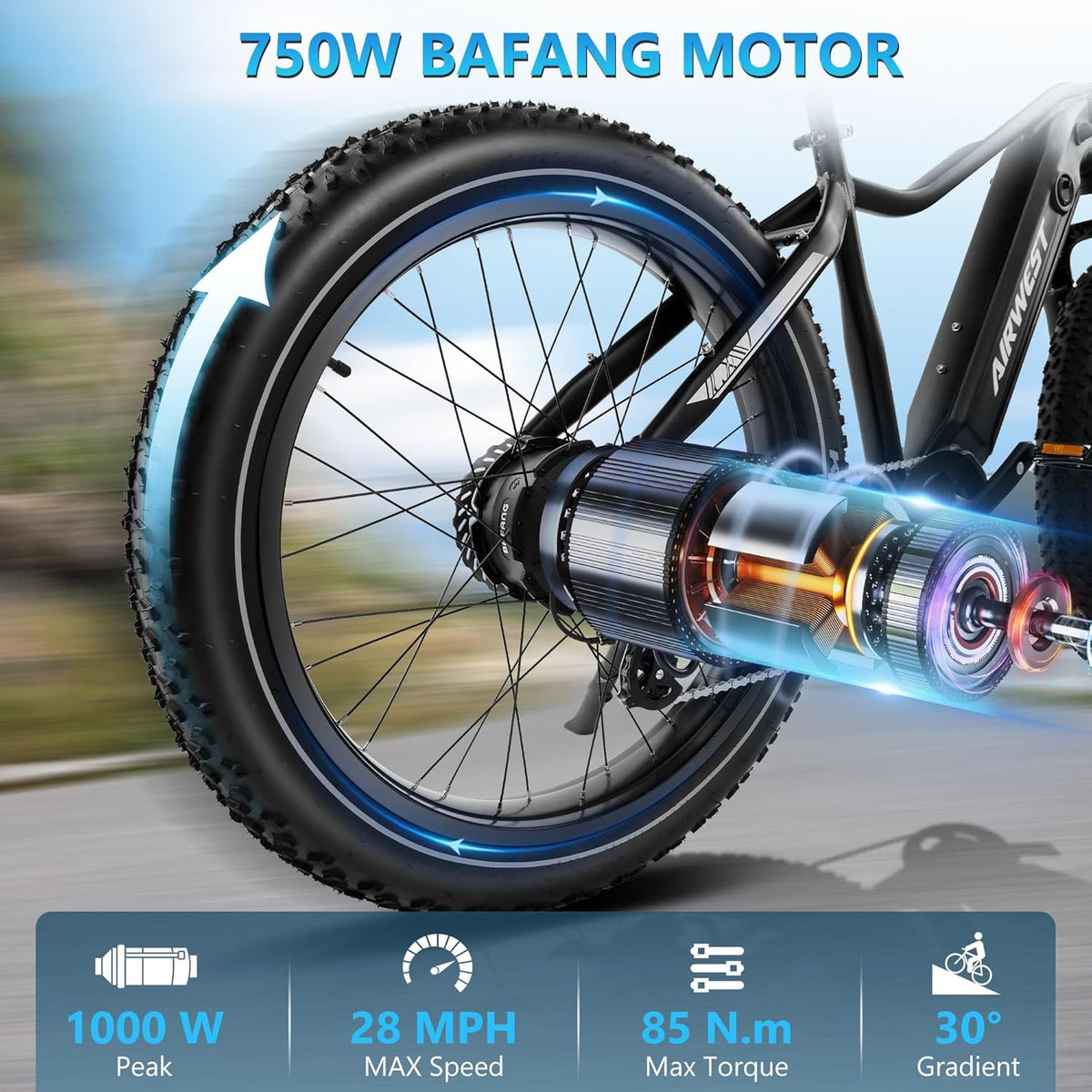 750W 26" Fat Tire Electric Bicycle with 48V 15AH Battery V881478