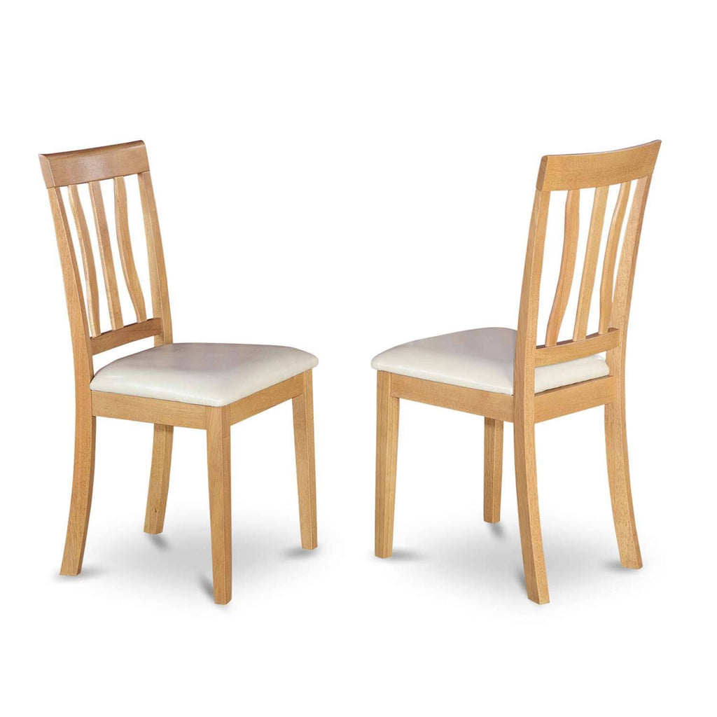 Antique Oak Finish Faux Leather Dining Chair Set of 2 E151