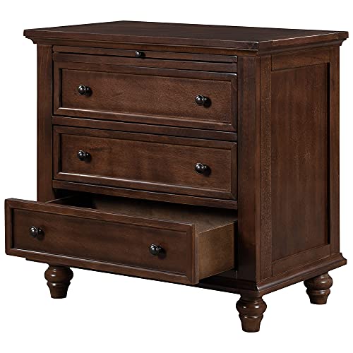 3-Drawer Wooden Nightstand with Pull-Out Tray (Blue) E966
