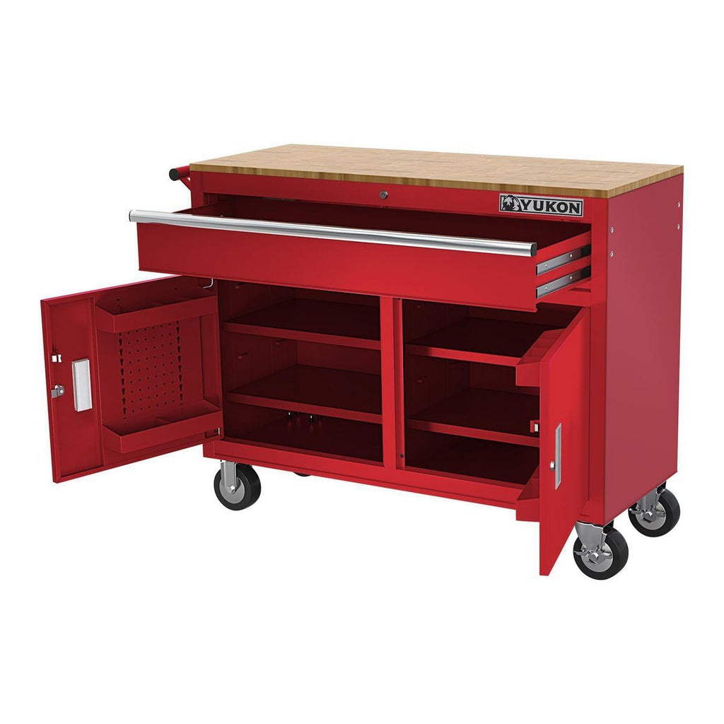 46 in. Mobile Workbench with Solid Wood Top T197844