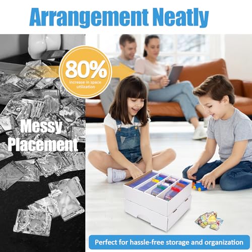 4 Pack White Cardboard Card Storage Boxes with 10 Dividers R40721