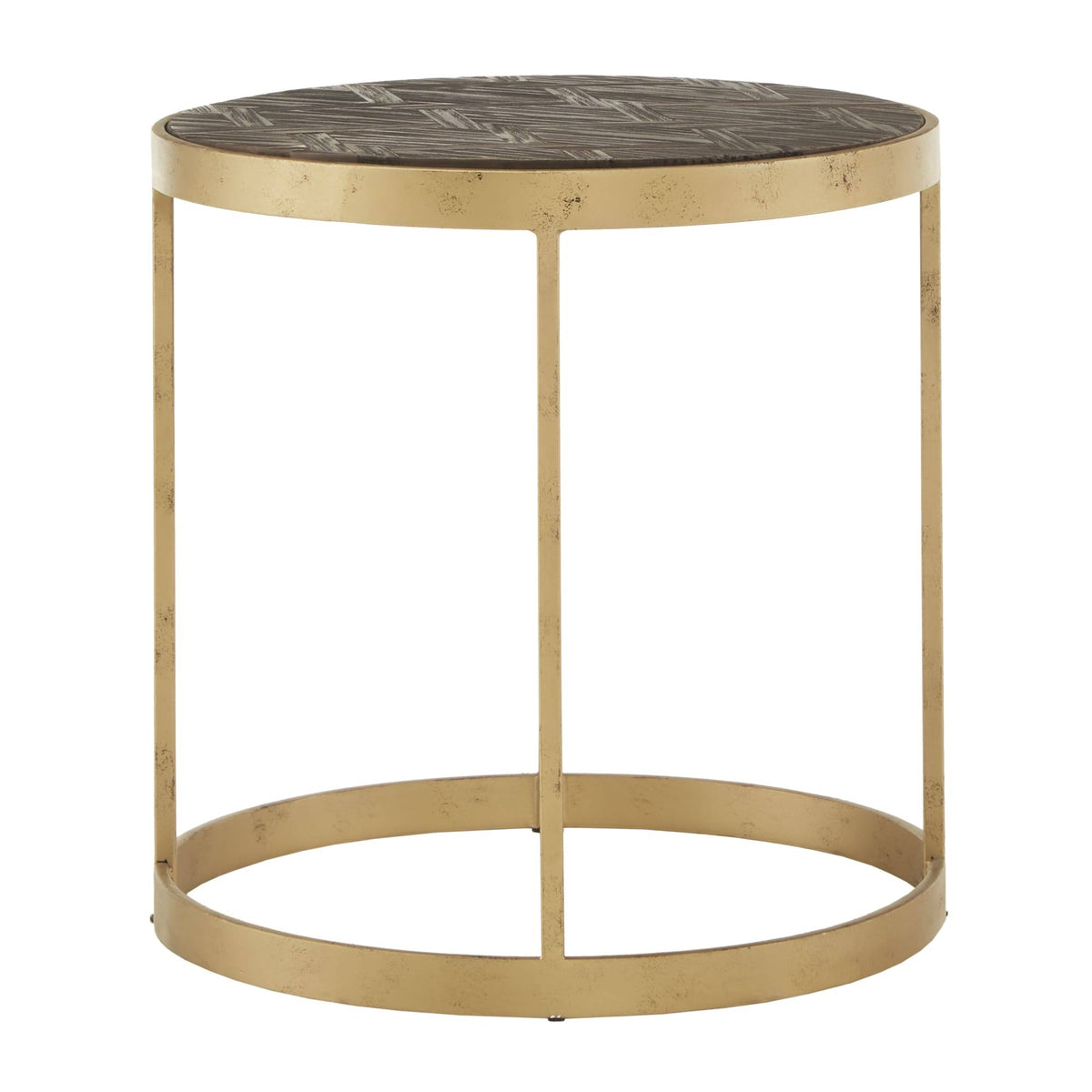 Antique Gold Finish Wood End Table J7386