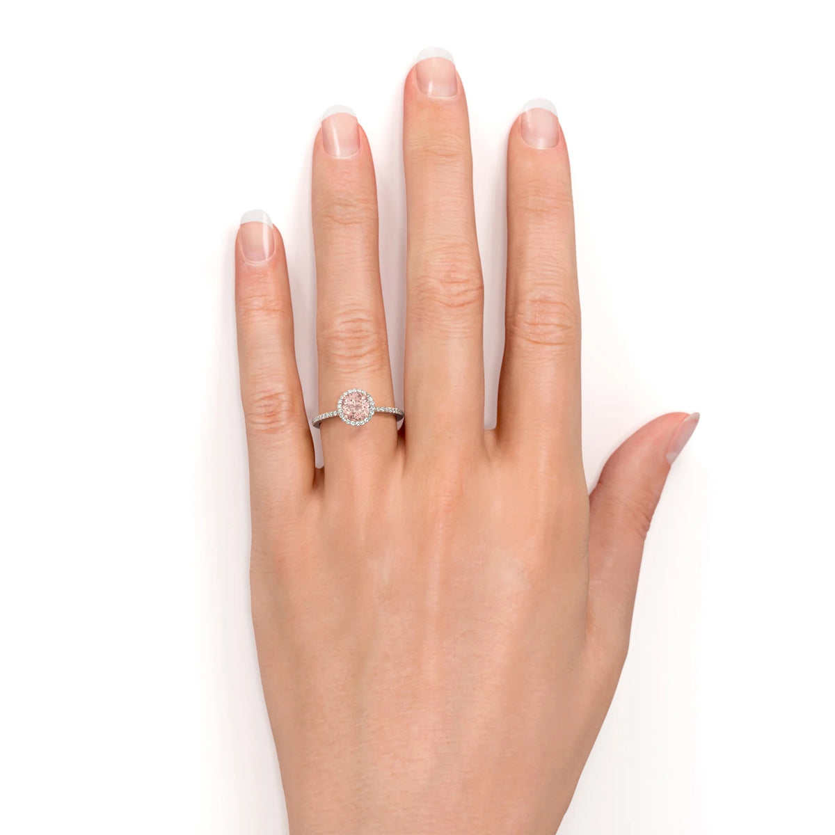 18K Gold Over Sterling Silver Morganite and Moissanite Engagement Ring N190914