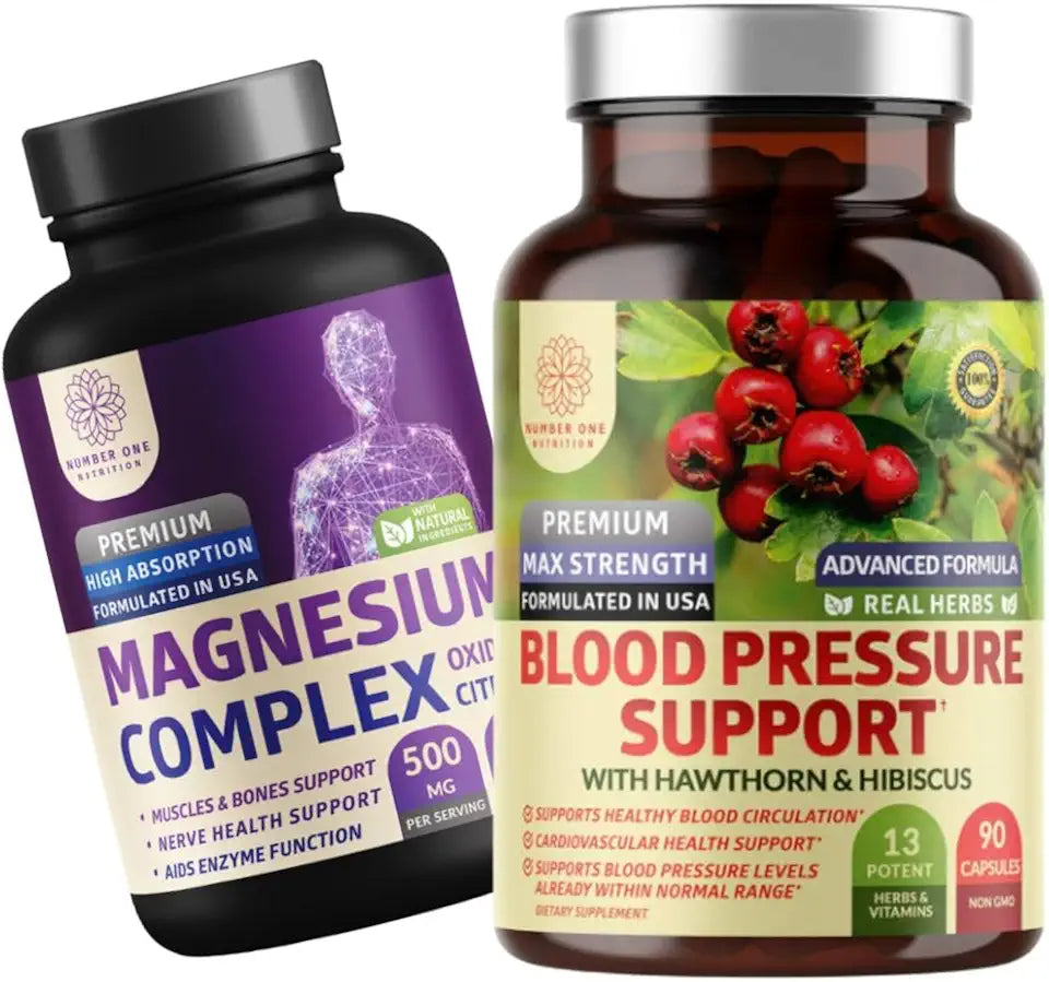 Blood Pressure Support with Hawthorn and Hibiscus and Magnesium Complex 2 Pack J93845