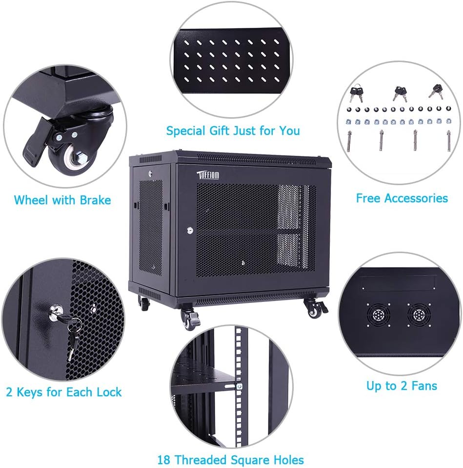 9U Network Cabinet Enclosure with Wheels D835