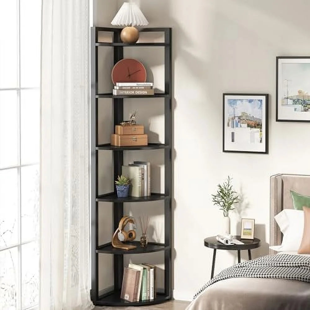 6 Tier 70.9 Inch Tall Corner Bookshelf Q73574