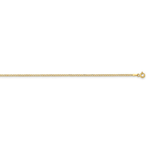 14k Yellow Gold Hollow Curb Chain Necklace, 22 Inch I1290