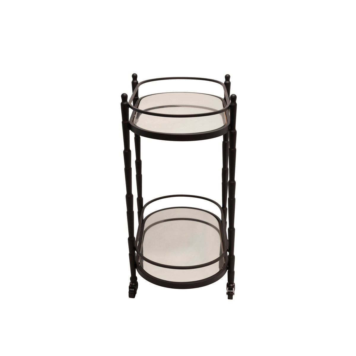 Black 2 Tier Oval Metal Bar Cart E337