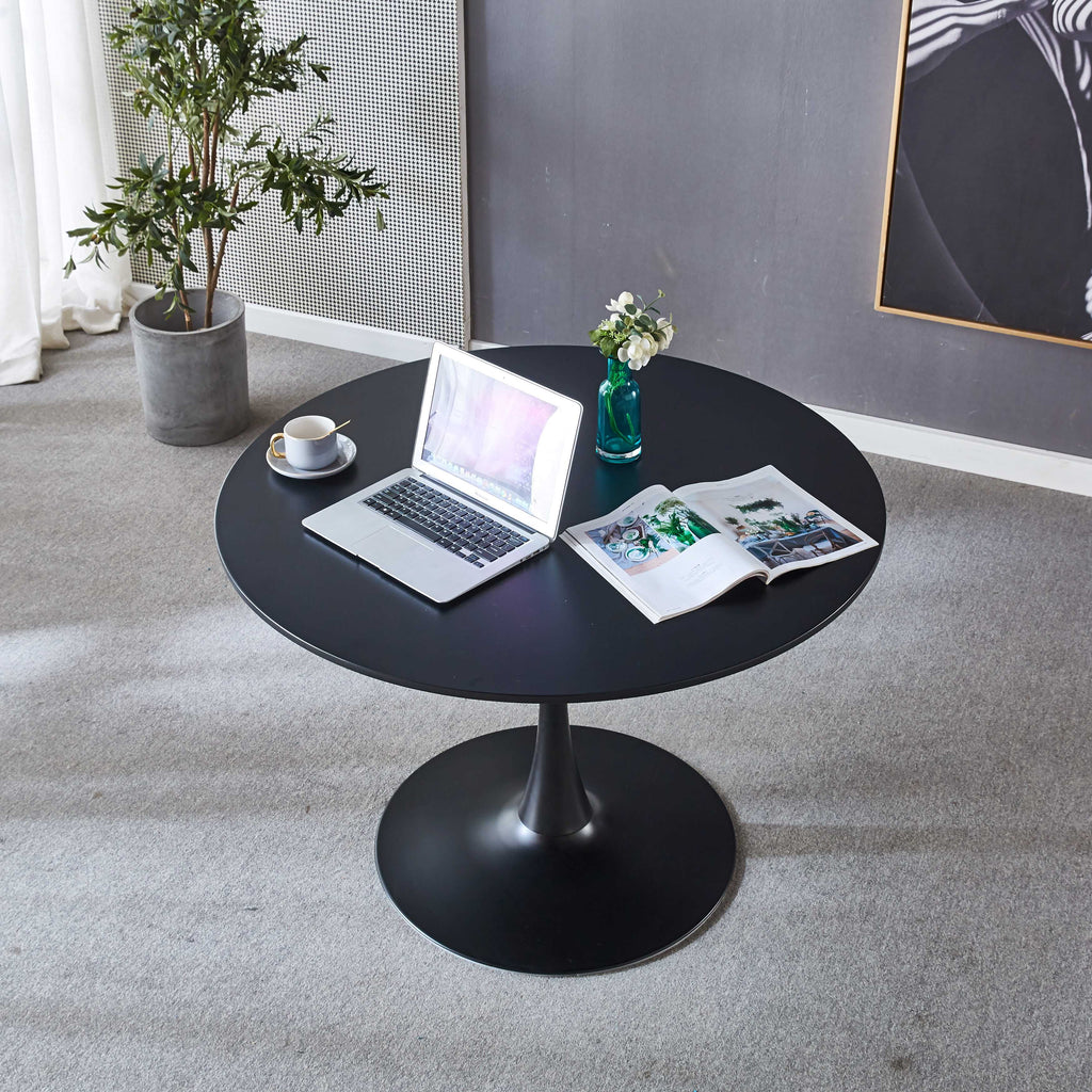 Black Tulip Table Mid-century Dining Table With Round MDF Table Top S9469