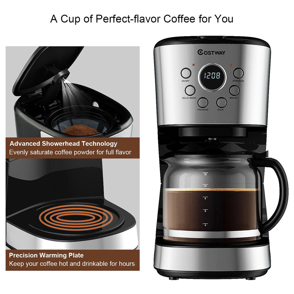 12-Cup Programmable Coffee Maker with Glass Carafe U514