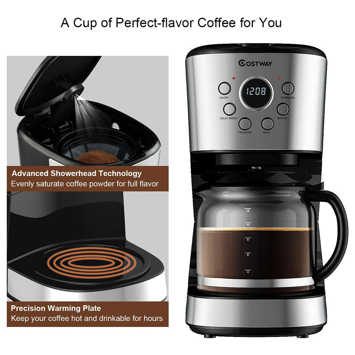 12-Cup Programmable Coffee Maker with Glass Carafe U514