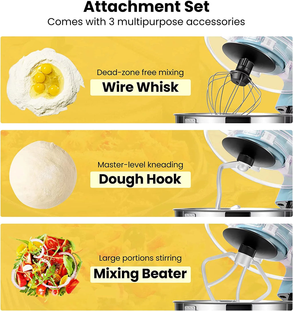 660W 10 Speed 6 Quart Tilt-Head Electric Stand Mixer with Beater, Dough Hook, Wire Whip and Egg Separator, Blue K798990