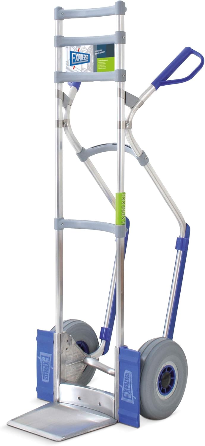 Blue Aluminum Hand Truck with Folding Shovel, 570 Lbs. Capacity, Solid Rubber Tires J30239